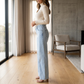 ✨🔥 60% di sconto! Jeans a vita alta e gamba larga con orlo sfilacciato – Silhouette allungata, look moderno e comfort tutto il giorno