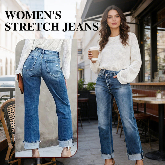 👖 LIMITED-TIME 50% OFF! ✨ High-Waist Stretch Jeans – Straight Leg, Denim ✨