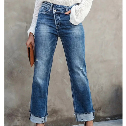 👖 LIMITED-TIME 50% OFF! ✨ High-Waist Stretch Jeans – Straight Leg, Denim ✨