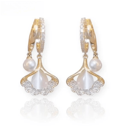 🎁60% OFF NOW!!!🔥Apricot Leaf Pearl Earrings Romantic Valentine's Day Gift