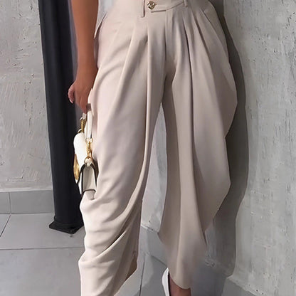 👖 LIMITED-TIME 50% OFF! ✨ Women's Casual High-Waist Wide-Leg Pants – Pleated Front, Open Hem, Flowing Fit 🌿