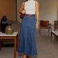 💎 52% OFF! 💎 Women's High-Waist A-Line Denim Maxi Skirt – Slimming Seams, Flattering Fit & All-Day Comfort 👖💙