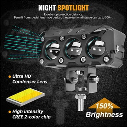 💎50% OFF! 💎 Motorcycle 4" Dual-Beam LED Auxiliary Lights – 4500 Lumens, Yellow/White Modes & IP67 Waterproof