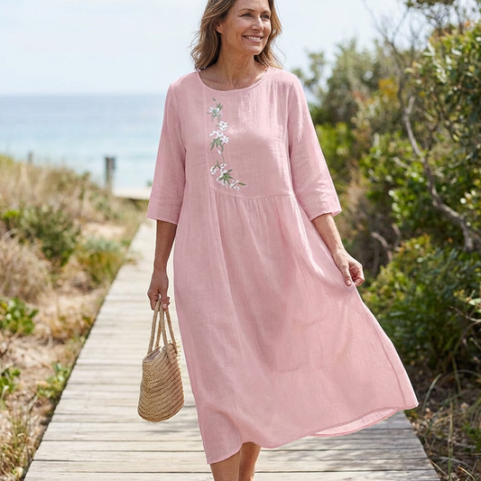 💎 57% OFF! 💎 Boho Dream Vibes | 2026 New Embroidered Loose Midi Dress – Effortless Style for Coffee Dates, Beach Walks & Summer Days 🌸🧵
