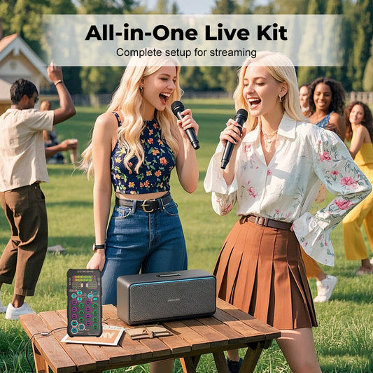 🔥 50% OFF! 🎤 Integrated Audio Mixer & Sound Card Unit – Bluetooth, Built-in Mic & Plug-and-Play for Live Streaming! 📱