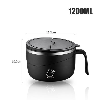 🔥 50% OFF! 🍜 304 Stainless Steel Insulated Ramen Bowl – 1200ml, Leak-Proof & Heat-Resistant for Hot Noodles On the Go! ✨