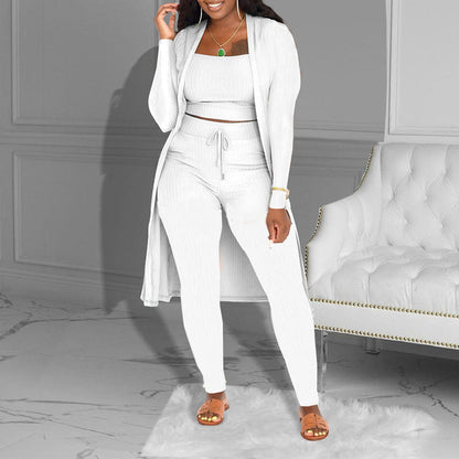 💎 50% OFF! 💎 Casual 3-Piece Knit Set – Cropped Top, Long Cardigan & Fitted Pants | Soft, Stretchy & On-Trend 🧶