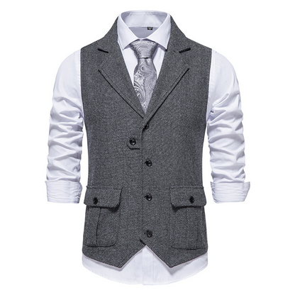 💎 50% OFF! 💎 Men's Classic Herringbone Tweed Suit Vest – Vintage Texture, Adjustable Fit & Premium Cotton Blend 👔🧥