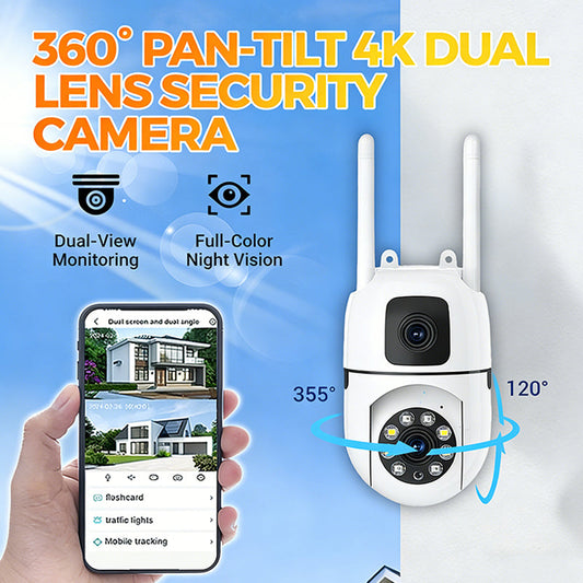 💎 50% OFF! 💎 360° Pan-Tilt 4K Dual Lens Security Camera – AI Motion Tracking, Night Vision & Real-Time Alerts 📹🛡️