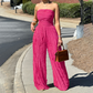💎 60% OFF! 💎 Strapless Crinkle Wide-Leg Jumpsuit – High-Waisted, Breathable & Perfect for Parties or Vacations ✨