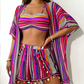 💎 50% OFF! 💎 Striped Spaghetti Bikini 4-Piece Set – High-Cut Bottoms, Quick-Dry Fabric & Matching Cover-Up + Shorts 🩱🌴