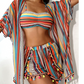 💎 50% OFF! 💎 Striped Spaghetti Bikini 4-Piece Set – High-Cut Bottoms, Quick-Dry Fabric & Matching Cover-Up + Shorts 🩱🌴
