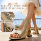 💎 49% OFF! 💎 Women's Elegant Peep-Toe Heeled Sandals – Woven Texture, Stable Block Heel & Breathable Open-Toe Design 👠✨