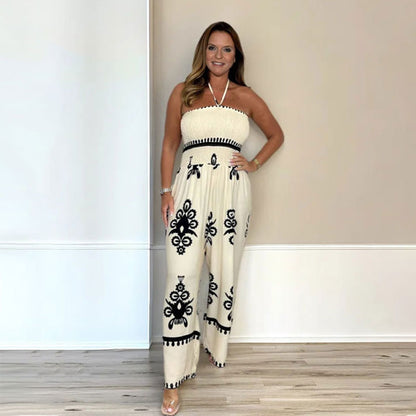 💎 50% OFF! 💎 Women's Sleeveless Halter Wide-Leg Jumpsuit – Flattering Cinched Waist, Flowy Silhouette & Effortless Elegance 👗✨