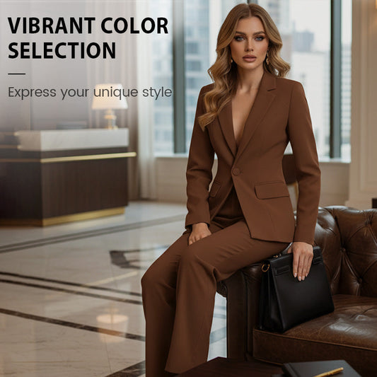 💎 55% OFF!!! 💎 Women's Elegant Blazer & Wide-Leg Pants Set – Wrinkle-Resistant Polyester, 8 Bold Colors for Office or Evening 🌈✨