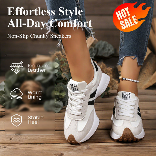 💎 59% OFF! 💎 Women's Casual Non-Slip Chunky Sneakers – 4cm Lift, Retro Style & All-Day Cushioned Comfort 👟🌈