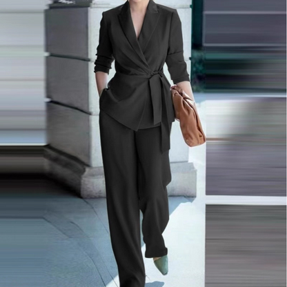 💎 60% OFF! 💎 Women's Elegant Tie-Waist Blazer & Wide-Leg Pants Suit Set – Flattering Silhouette, Breathable Fabric & Effortless Versatility ✨👗