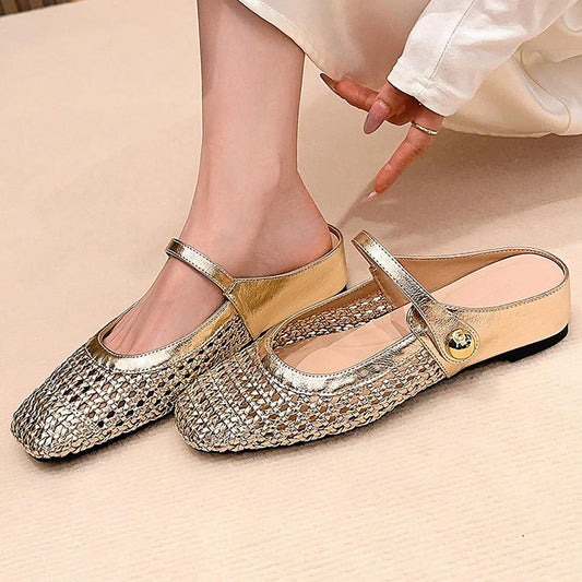 💎 60% OFF! 💎 Women's Woven Square-Toe Mary Jane Mules – Breathable, Cushioned & Effortlessly Chic for Spring/Summer 👠🌿