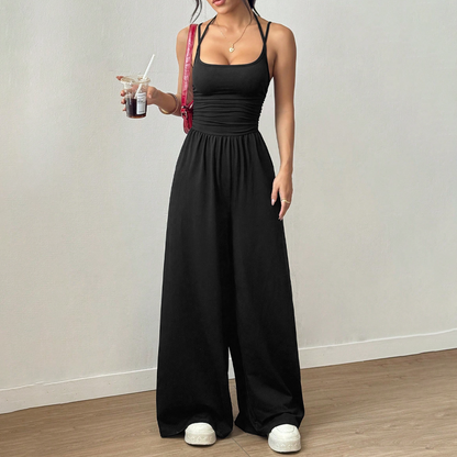 👗 LIMITED-TIME 50% OFF! ✨ Women's Spaghetti Strap Jumpsuit – Criss-Cross, Smocked, Flowy 💫