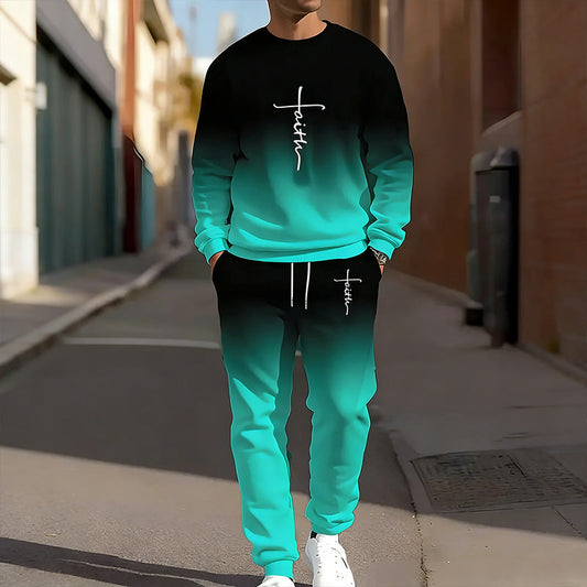 💎 57% OFF! 💎 Men's Gradient Crewneck Tracksuit – Soft, Breathable & Lightweight for Gym or Streetwear 🌈👕