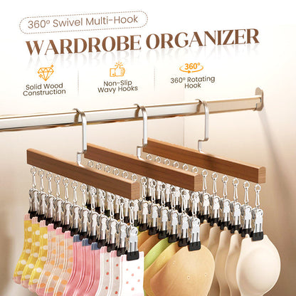 🎊 2026 Sale — Over 28,000 Sold! 🪵 360° Swivel Multi-Hook Wardrobe Organizer