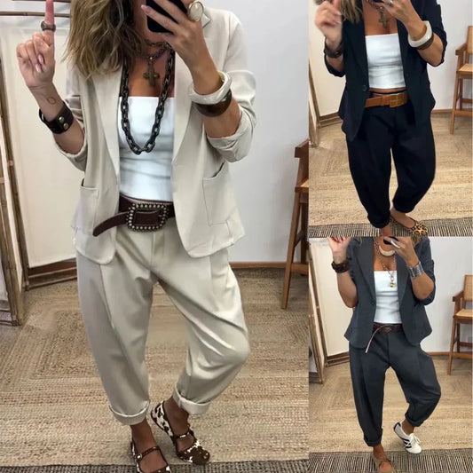 💎 55% OFF NOW! 💎 Women's Collar Jacket & Pants Suit – Tailored Fit, Breathable Silhouette & Effortless Commute-to-Event Style 👖✨