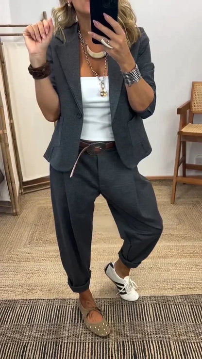 💎 55% OFF NOW! 💎 Women's Collar Jacket & Pants Suit – Tailored Fit, Breathable Silhouette & Effortless Commute-to-Event Style 👖✨