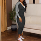 👗50% OFF! Women's Casual V-Neck Spliced Long Sleeve Bodycon Dress – Sporty Stripe Detail & Flattering Fit for Every Season! 🌟