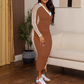 👗50% OFF! Women's Casual V-Neck Spliced Long Sleeve Bodycon Dress – Sporty Stripe Detail & Flattering Fit for Every Season! 🌟