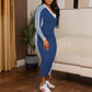 👗50% OFF! Women's Casual V-Neck Spliced Long Sleeve Bodycon Dress – Sporty Stripe Detail & Flattering Fit for Every Season! 🌟