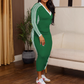 👗50% OFF! Women's Casual V-Neck Spliced Long Sleeve Bodycon Dress – Sporty Stripe Detail & Flattering Fit for Every Season! 🌟