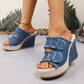 💎 50% OFF! 💎 Women's Casual Denim Platform Slide Sandals – 10cm Comfort Heel, Non-Slip Sole & Adjustable Buckle 👟💙