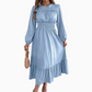 💎 50% OFF – NEW ARRIVAL! 💎 Women's Long-Sleeve Smocked Ruffle Maxi Dress – Flowy, Romantic & Effortlessly Elegant 👗✨