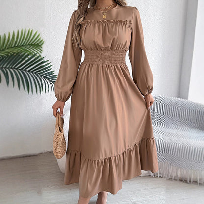 💎 50% OFF – NEW ARRIVAL! 💎 Women's Long-Sleeve Smocked Ruffle Maxi Dress – Flowy, Romantic & Effortlessly Elegant 👗✨