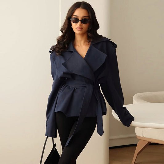 💎 60% OFF! 💎 Long Sleeve Wrap Jacket with Wide Lapel – Structured Silhouette, Adjustable Belt & Wrinkle-Resistant Elegance 🌟🧥