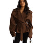 💎 60% OFF! 💎 Long Sleeve Wrap Jacket with Wide Lapel – Structured Silhouette, Adjustable Belt & Wrinkle-Resistant Elegance 🌟🧥