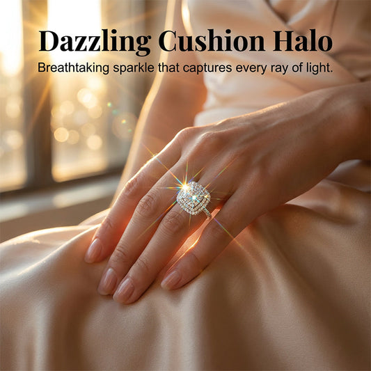 💎 70% OFF! 💎 Brilliant Double Halo Square Ring for Women – Micro-Pavé Sparkle, Hypoallergenic & Comfort Fit (Sizes 6–10) ✨💍