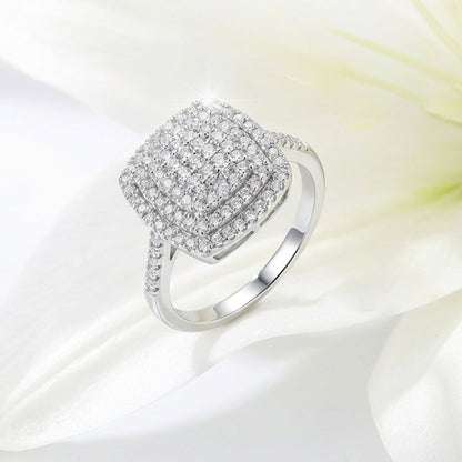 💎 70% OFF! 💎 Brilliant Double Halo Square Ring for Women – Micro-Pavé Sparkle, Hypoallergenic & Comfort Fit (Sizes 6–10) ✨💍