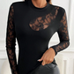 💎 60% OFF! 💎 Women's Mock Neck Long Sleeve Top with Lace Panels – Slim-Fit, Elegant & Perfect for Day-to-Night Styling ✨🖤