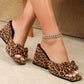 💎 60% OFF! 💎 Square Toe Leopard Slip-On Heeled Sandals – Block Heel, Bow Detail & Bold Print (Sizes 36–43) 👠🐆