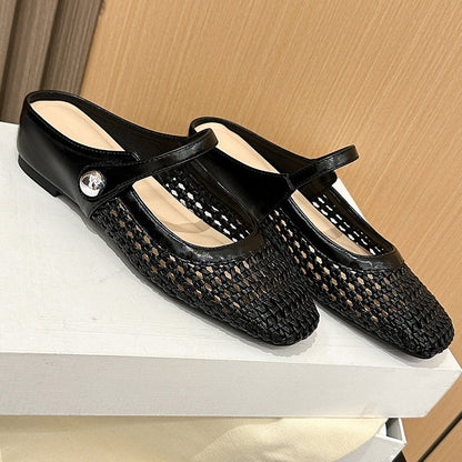👡 LIMITED-TIME 50% OFF! 💎 Women's Mary Jane Mules – Woven, Square Toe, Adjustable Strap, Slip-On ✨