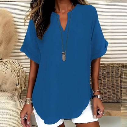 👕 LIMITED-TIME 50% OFF! ✨ Fashion Loose Short Sleeve Top – Solid Color, Breathable, Casual Chic 🌿