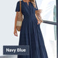 💎 50% OFF! 💎 Women's Boho Chic Smocked Waist Maxi Dress – Flowy Tiered Skirt, Notched V-Neck & Breathable Fabric