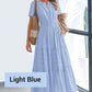 💎 50% OFF! 💎 Women's Boho Chic Smocked Waist Maxi Dress – Flowy Tiered Skirt, Notched V-Neck & Breathable Fabric
