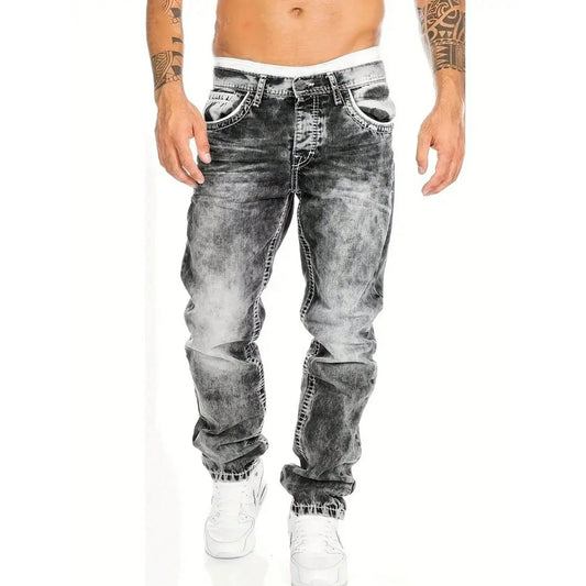 👖 LIMITED-TIME 50% OFF! ✨ Men's Straight-Leg Stretch Jeans – Hip-Hop Fit, Vintage Wash, S-5XL 🎯