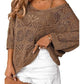 💎 50% OFF! 💎 Women's Summer Crochet Openwork Top – 3/4 Sleeve, Relaxed Fit & Breathable Cotton-Blend Knit