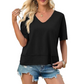 👕 LIMITED-TIME 50% OFF! ✨ Women's Half Sleeve V-Neck Top – Spliced Hem, Soft Fabric, Relaxed Fit 🌸