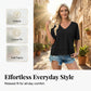👕 LIMITED-TIME 50% OFF! ✨ Women's Half Sleeve V-Neck Top – Spliced Hem, Soft Fabric, Relaxed Fit 🌸