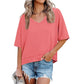 👕 LIMITED-TIME 50% OFF! ✨ Women's Half Sleeve V-Neck Top – Spliced Hem, Soft Fabric, Relaxed Fit 🌸