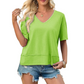 👕 LIMITED-TIME 50% OFF! ✨ Women's Half Sleeve V-Neck Top – Spliced Hem, Soft Fabric, Relaxed Fit 🌸